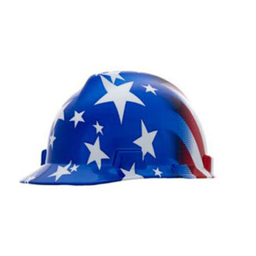 Full Brim Head Protection Non Vented Type I Hard Hat, Fits Hat 6-1/2 to 8 in, Blue, HDPE, 4 Point Ratchet, Class E