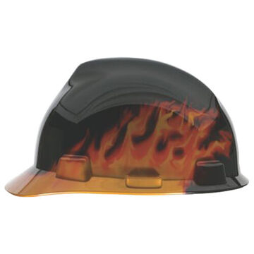 Full Brim Head Protection Non Vented Type I Hard Hat, Fits Hat 6-1/2 to 8 in, Black, HDPE, 4 Point Ratchet, Class E