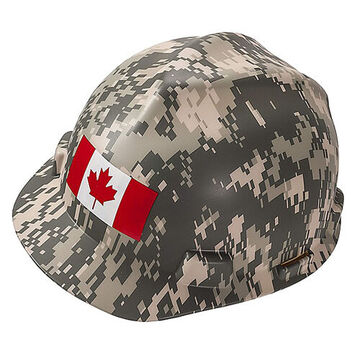 Hard Hat Full Brim Head Protection Non Vented Type I, Fits Hat 6-1/2 To 8 In, Camouflage, Hdpe, 4 Point Ratchet, Class E