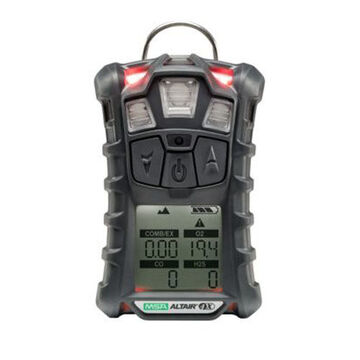 Multi Gas Detector, 0 to 5%, 0 to 30% vol, 0 to1999 ppm, 0 to 50 ppm, Rechargeable Lithium-Ion, Rugged Rubberized armor