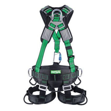 Full Body Harness, Standard, M, 29.094 in lg, 400 lb Capacity, Green, Polyester