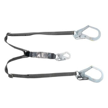 Shock Absorbing Lanyard, 150 to 310 lb Capacity, 2-Leg, Green/Gray, Snap Hook