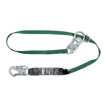 Shock Absorbing Lanyard, 6 ft lg, 1-Leg, Gray