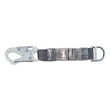 Shock Absorbing Lanyard, 150 to 310 lb Capacity, 1-Leg, Gray/Black