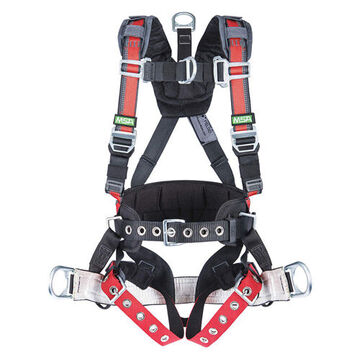 Full Body Harness, M/Standard, 400 lb Capacity, Red, Nylon