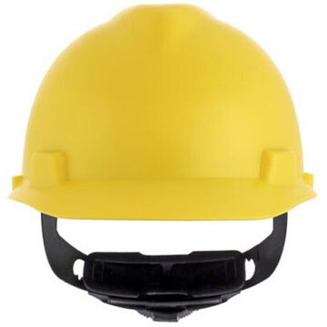 Type I Vented Hard Hat, Fits Hat 6-1/2 to 8 in, Matte Yellow, HDPE, 1-Touch, Class E