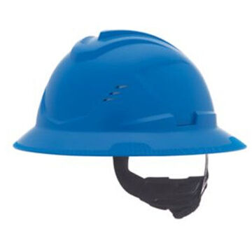 Full Brim Type I Vented Hard Hat, Fits Hat 6-1/2 to 8 in, Blue, HDPE, 4 Point Ratchet, Class C