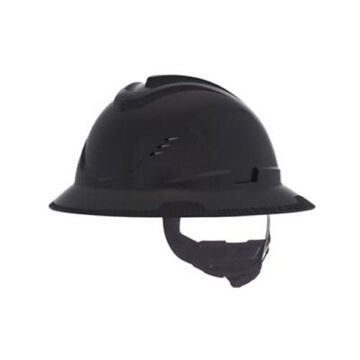 Full Brim Type I Vented Hard Hat, Fits Hat 6-1/2 to 8 in, Black, HDPE, 4 Point Ratchet, Class C