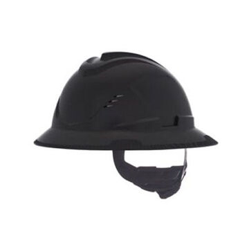 Casque rigide ventilé de type I à bord complet, convient aux chapeaux de 6-1/2 à 8 pouce, noir, HDPE, cliquet à 4 pouceints, classe C