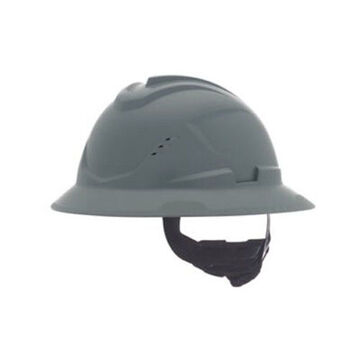 Full Brim Type I Vented Hard Hat, Fits Hat 6-1/2 to 8 in, Gray, HDPE, 4 Point Ratchet, Class C