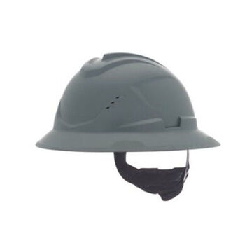 Hard Hat Full Brim Type I Vented, Fits Hat 6-1/2 To 8 In, Gray, Hdpe, 4 Point Ratchet, Class C