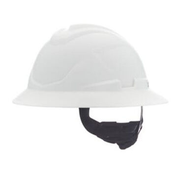 Hard Hat Full Brim Non Vented Type I, Fits Hat 6-1/2 To 8 In, White, Hdpe, 4 Point Ratchet, Class E