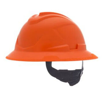 Hard Hat Full Brim Non Vented Type I, Fits Hat 6-1/2 To 8 In, Orange, Hdpe, 4 Point Ratchet, Class E
