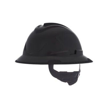 Hard Hat Full Brim Non Vented Type I, Fits Hat 6-1/2 To 8 In, Black, Hdpe, 4 Point Ratchet, Class E