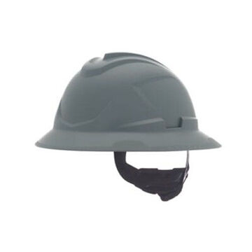 Hard Hat Full Brim Non Vented Type I, Fits Hat 6-1/2 To 8 In, Gray, Hdpe, 4 Point Ratchet, Class E