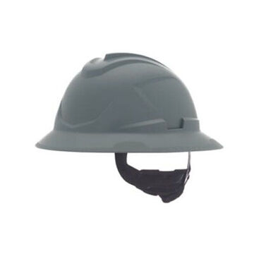 Casque rigide de type I non ventilé à bord complet, convient aux chapeaux de 6-1/2 à 8 pouce, gris, HDPE, cliquet à 4 pouceints, classe E