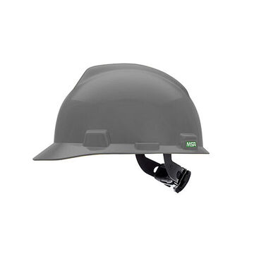 Slotted Hard Hat, Gray, Polyethylene, Ratchet, Class E