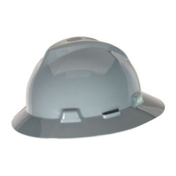 Full Brim Hard Hat, Gray, Polyethylene, Ratchet, Class E