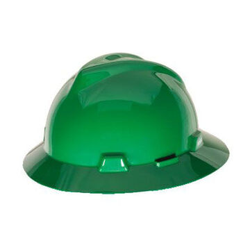 Slotted Hard Hat, Green, Polyethylene, Ratchet, Class E