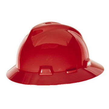 Hard Hat Slotted, Red, Polyethylene, Ratchet, Class E