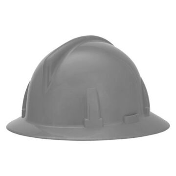 Full Brim Hard Hat, Gray, Polycarbonate, Ratchet, Class E