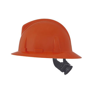 Full Brim Hard Hat, Orange, Polycarbonate, Ratchet, Class E