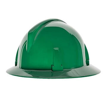 Casque de sécurité à bord intégral, vert, polycarbonate, cliquet, classe E