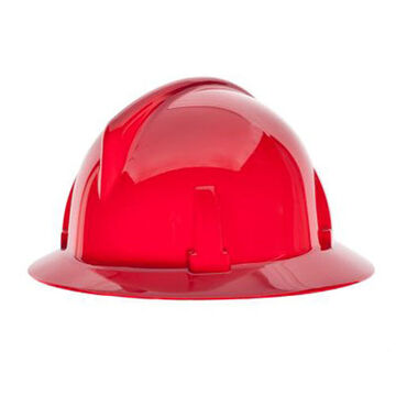 Full Brim Hard Hat, Red, Polycarbonate, Ratchet, Class E