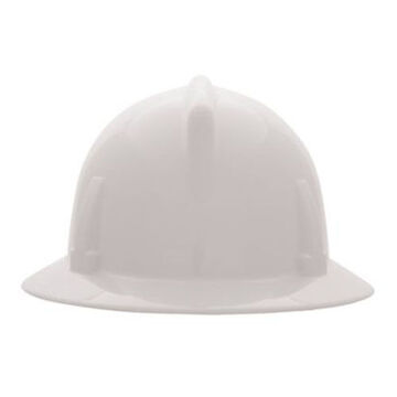 Casque de sécurité à bord complet, blanc, polycarbonate, cliquet, classe E