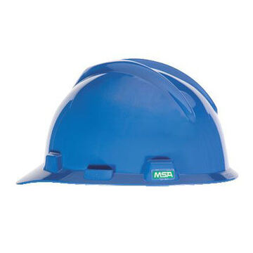 Casque de sécurité à bord avant, bleu, polyéthylène, cliquet, classe E