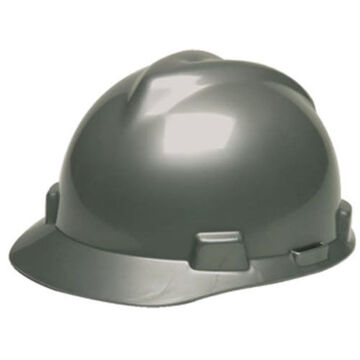 Front Brim Hard Hat, Silver, Polyethylene, Ratchet, Class E