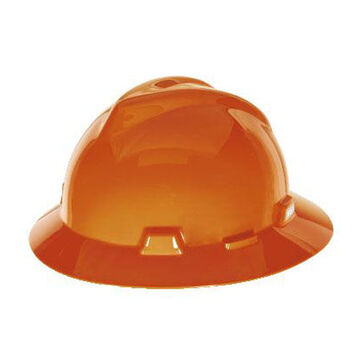 Full Brim Hard Hat, Orange, Polyethylene, Ratchet