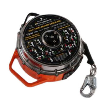 Lanyard Latchways Sealed Self-retracting, 310 Lb Capacity, 130 Ft Lg, Gray, Aluminum/stainless Steel