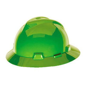 Full Brim Hard Hat, Green, Polyethylene, Ratchet, Class E