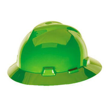 Hard Hat Full Brim, Green, Polyethylene, Ratchet, Class E