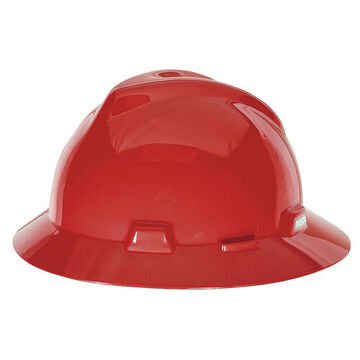 Hard Hat, Red, Polycarbonate, 1-Touch Pinlock