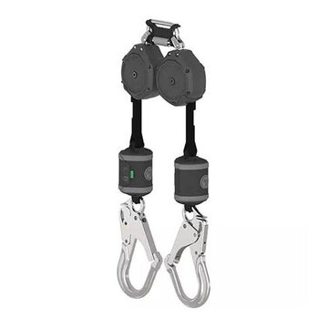 Personal Self-retracting Web Lanyard, 310 lb Capacity, 6 ft lg, 2-Leg, Gray, AL36CL Snap Hook