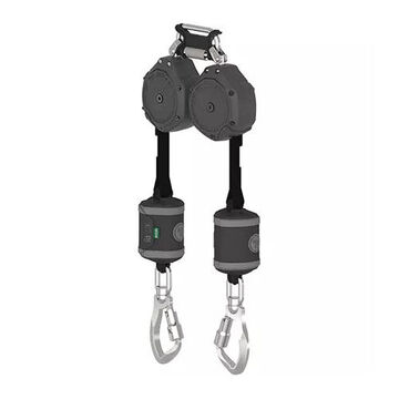 Personal Self-retracting Web Lanyard, 310 lb Capacity, 6 ft lg, 2-Leg, Gray, Altaks Snap Hook