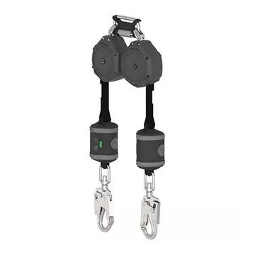 Personal Self-retracting Web Lanyard, 310 lb Capacity, 6 ft lg, 2-Leg, Gray, 36C Snap Hook