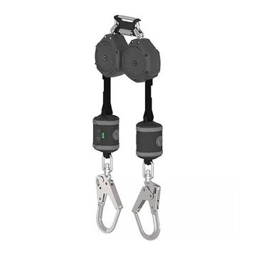 Personal Self-retracting Web Lanyard, 310 lb Capacity, 6 ft lg, 2-Leg, Gray, 36CLS Snap Hook