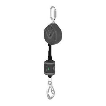 Personal Self-retracting Web Lanyard, 310 lb Capacity, 8 ft lg, 1-Leg, Gray, Altaks Snap Hook