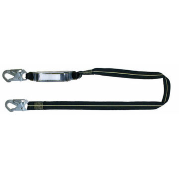 Energy Absorbing Lanyard, 110 lb Capacity, 4 ft lg, 1-Leg, Snap Hook