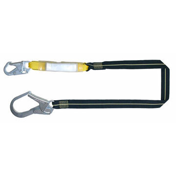 Heavy Worker Energy Absorbing Lanyard, 200 lb Capacity, 6 ft lg, 1-Leg, Snap Hook, Scaffold Hook