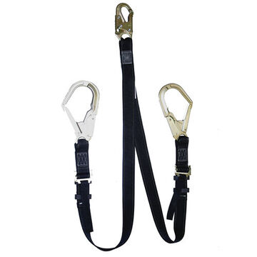 Adjustable Web Y Lanyard, 310 lb Capacity, 5 ft lg, 2-Leg, Scaffold Hook