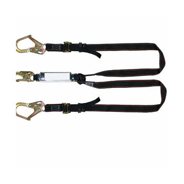 Adjustable Bypass Web Y Lanyard, 110 to 310 lb Capacity, 4 ft lg, 2-Leg, Snap, Ladder Hook