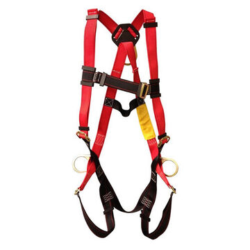 Harness, Universal, 420 lb Capacity, Red Shoulder/Black Chest Strap/Black Leg, Polyester