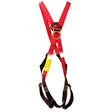 Grommeted Legs Ladder Climbing Full Body Harness, Universal, 420 lb Capacity, Red/Black, Polyester