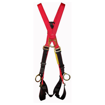 Grommeted Legs Full Body Harness, Universal, 420 lb Capacity, Red/Black, Polyester