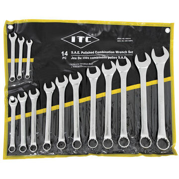 SAE Wrench Set, 14-Piece, Chrome Vanadium Steel, Polished Nickel-Chrome