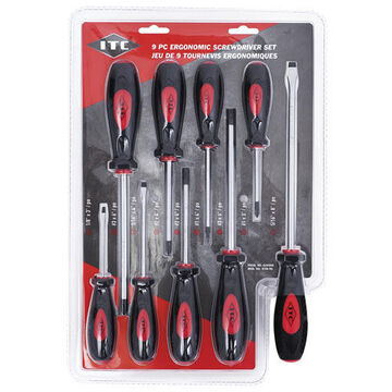 Multi-bit Screwdriver Set, 9-Piece, Steel, Chrome Vanadium